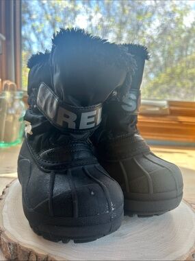 Sorel Kids Black Waterproof Snow Boots with Faux Fur Cuff